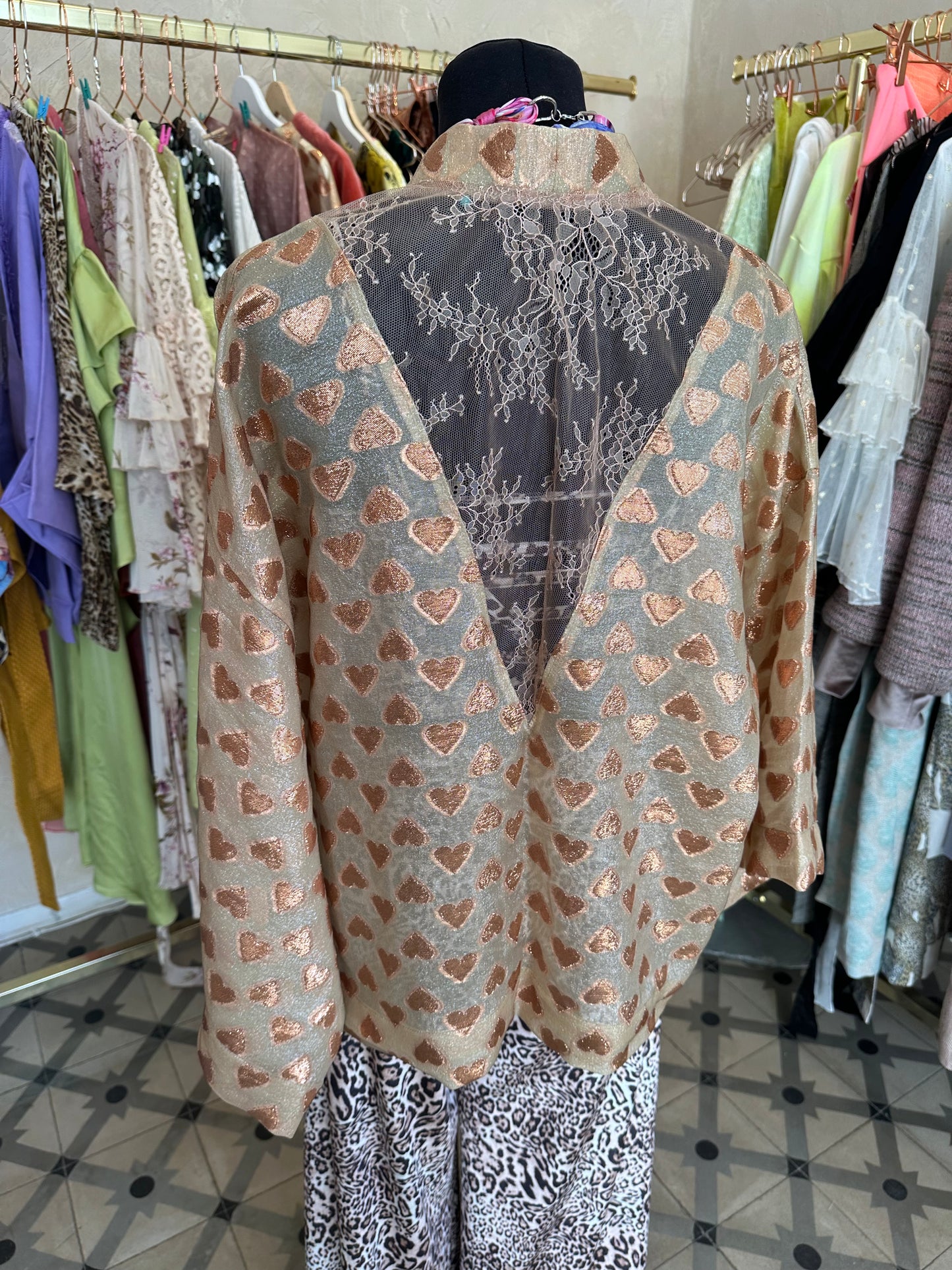 Short Kimono/ Queen of Hearts/ Silk Jaquard/ On sale