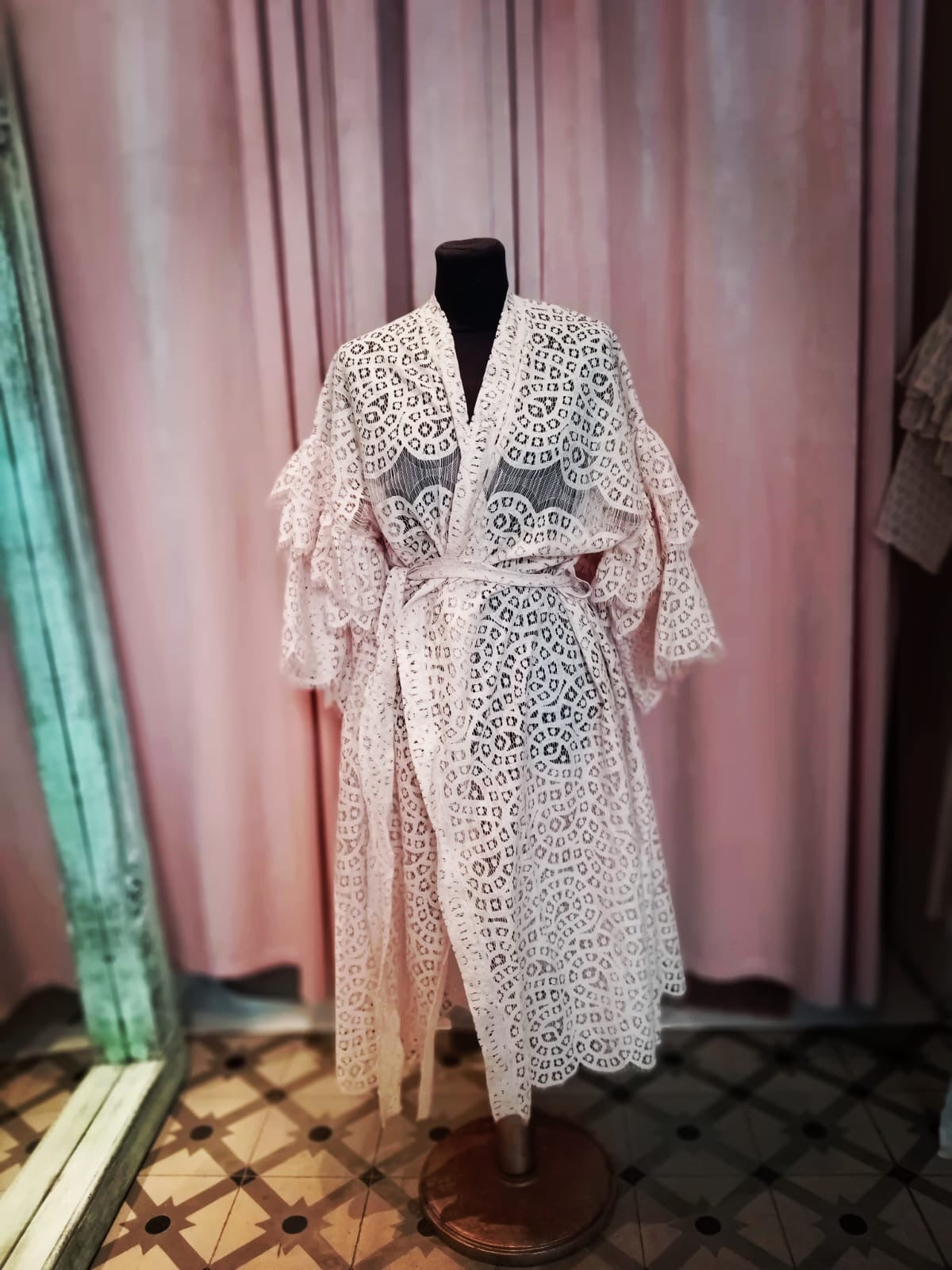 Soft pink lace ruffle
