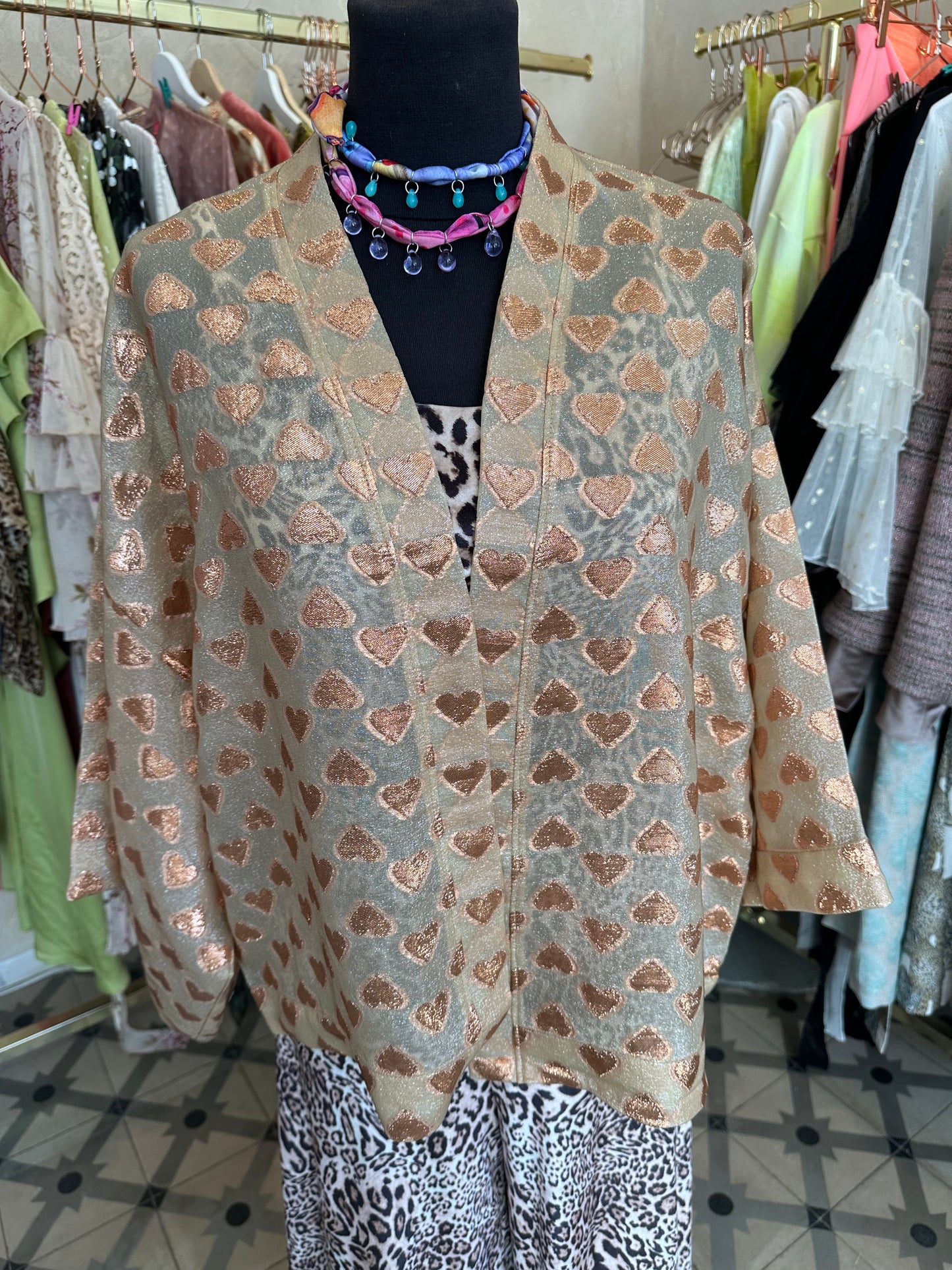 Short Kimono/ Queen of Hearts/ Silk Jaquard/ On sale