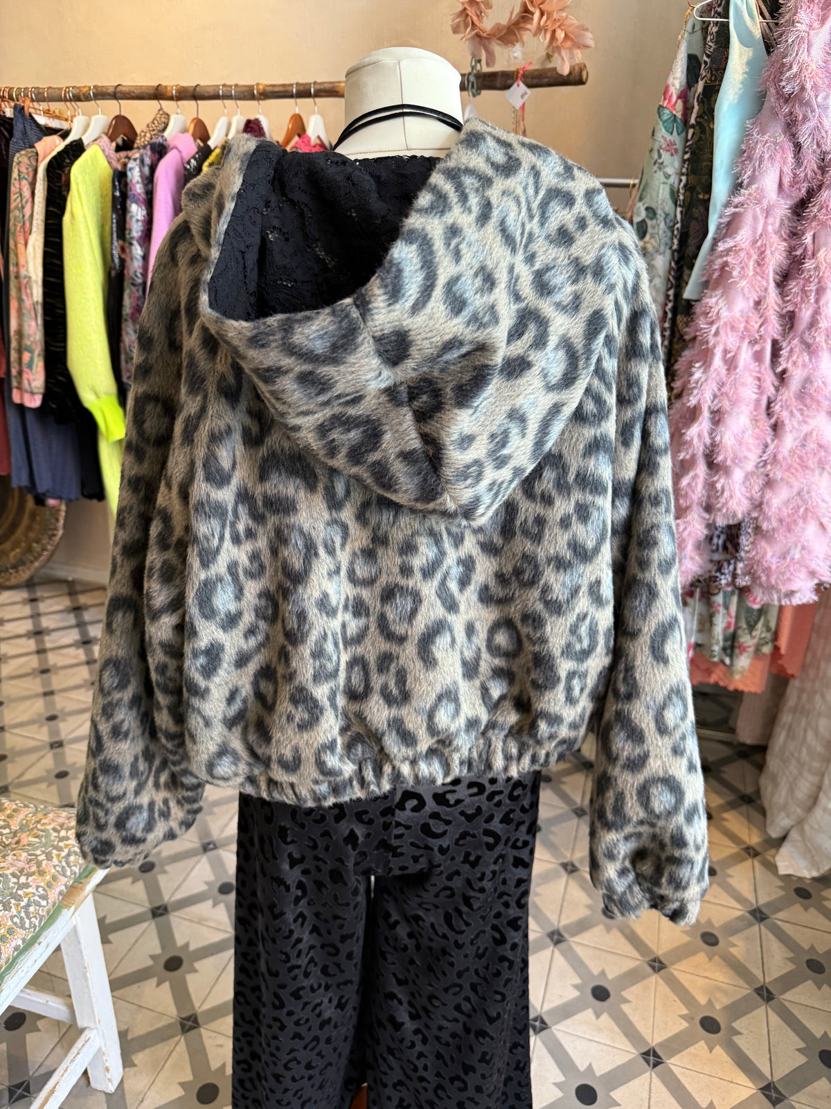 HOODIE/ woollen leopard