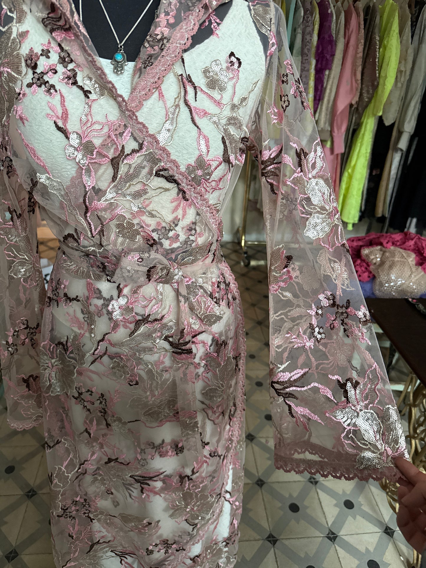 GIA Dress in Vintage Kyoto Lace Sequin /m