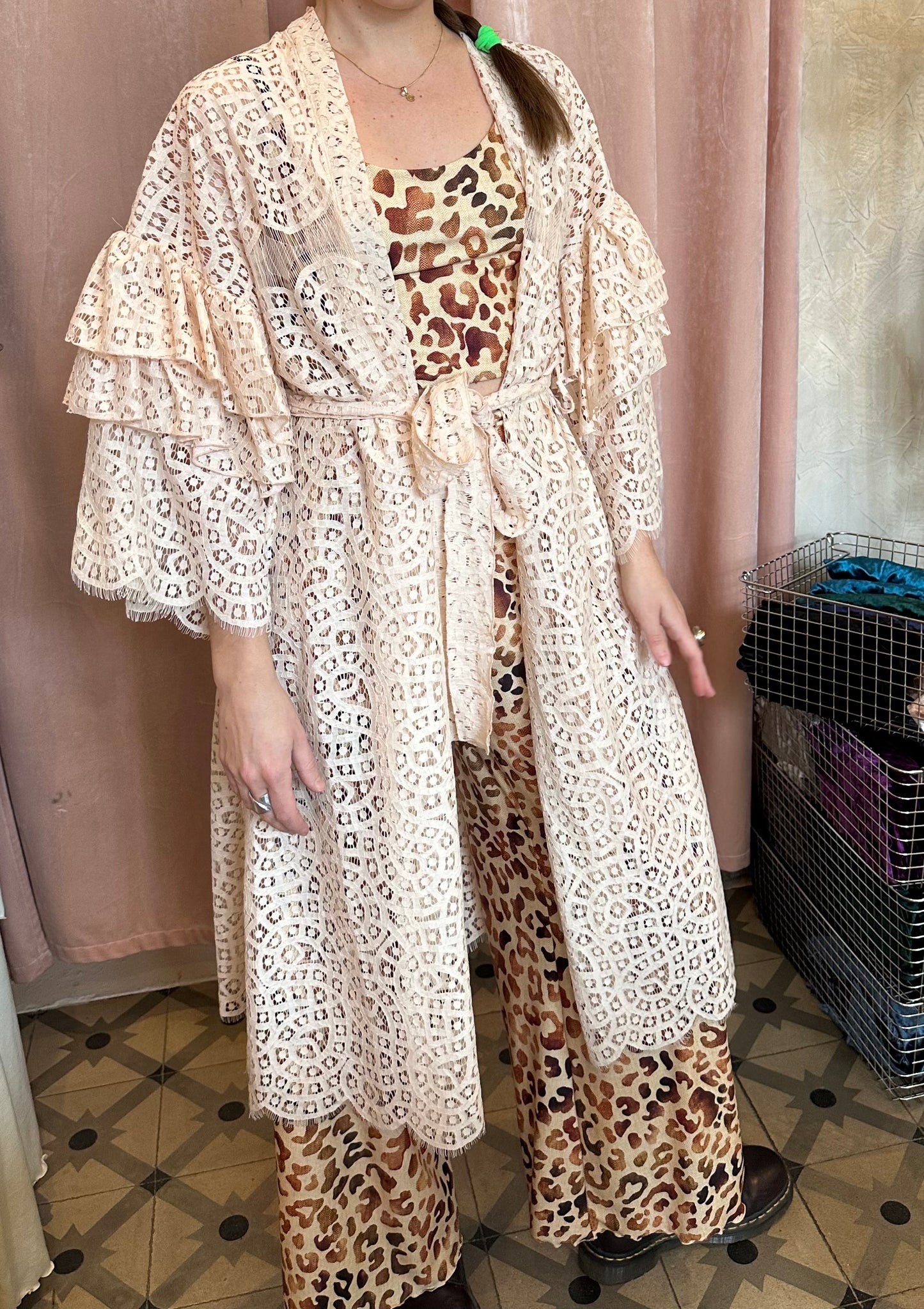 Soft pink lace ruffle