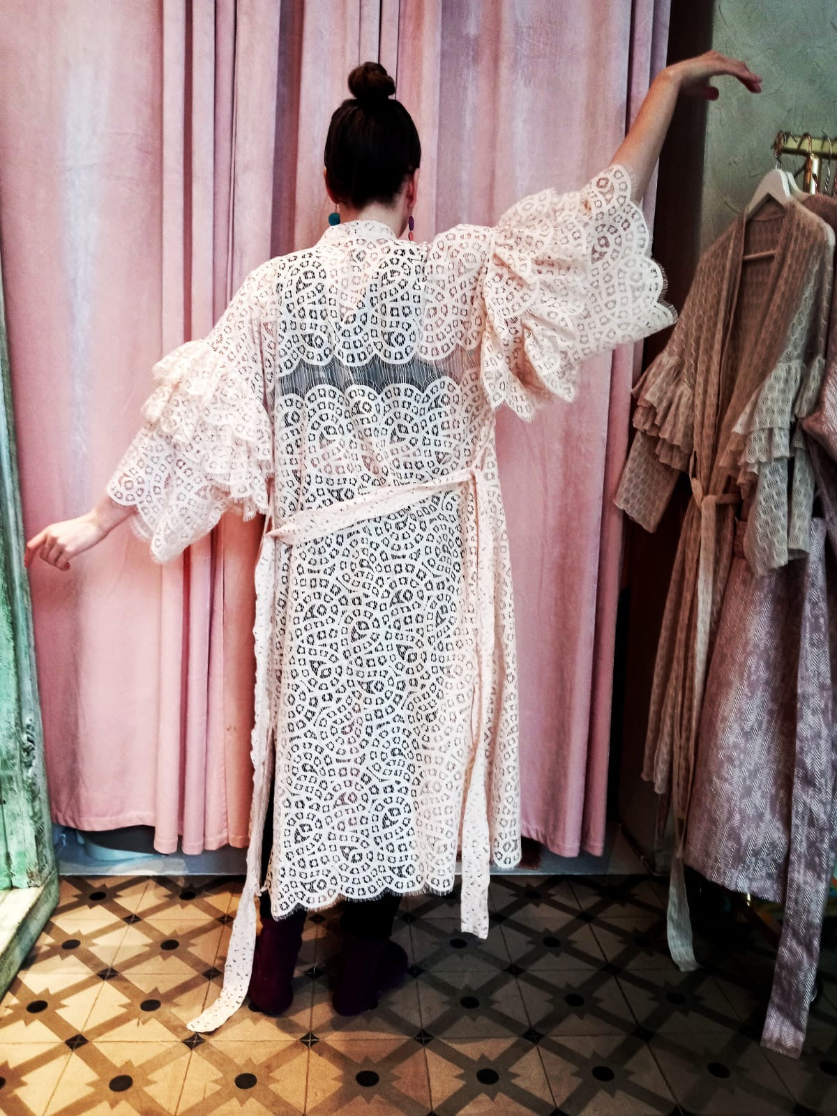 Soft pink lace ruffle