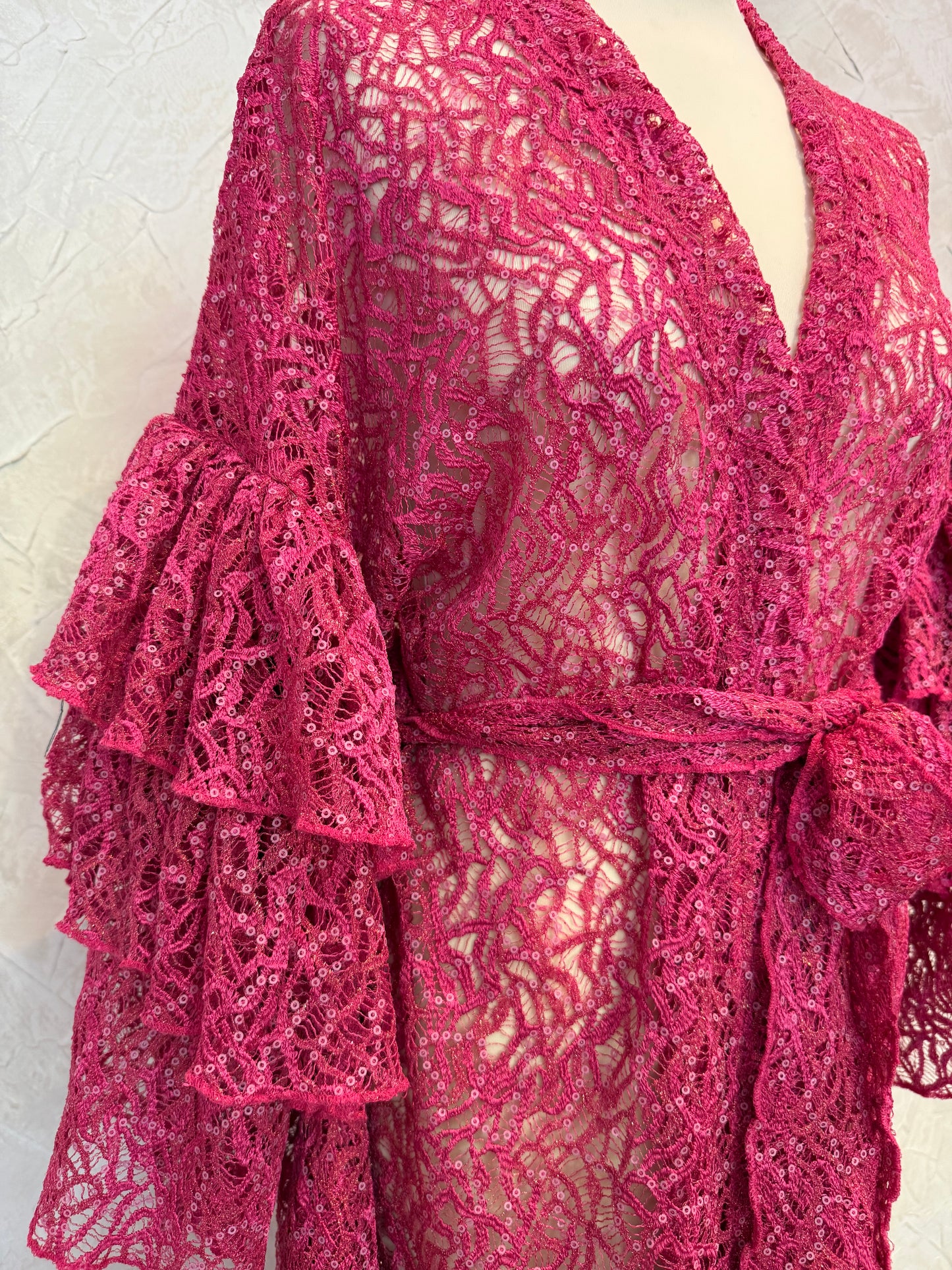 Ruffle Raspberry Lace& Sequin