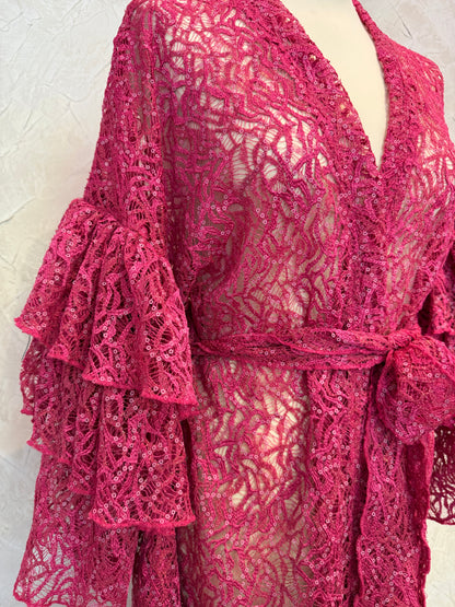 Ruffle Raspberry Lace& Sequin