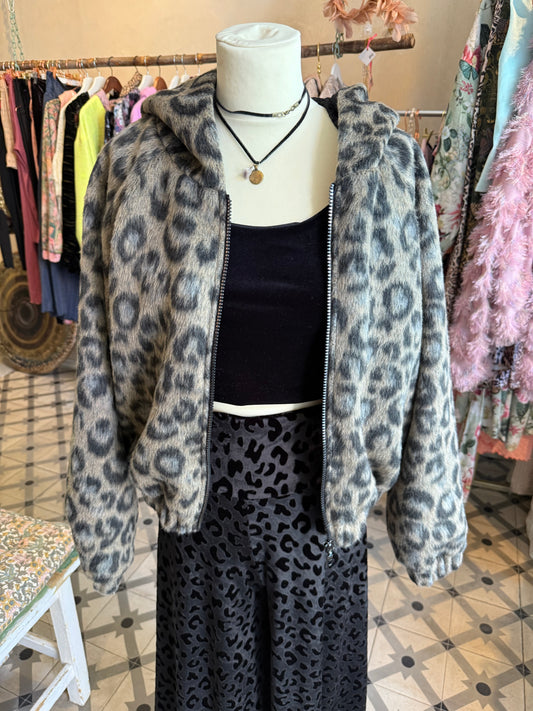 HOODIE/ woollen leopard