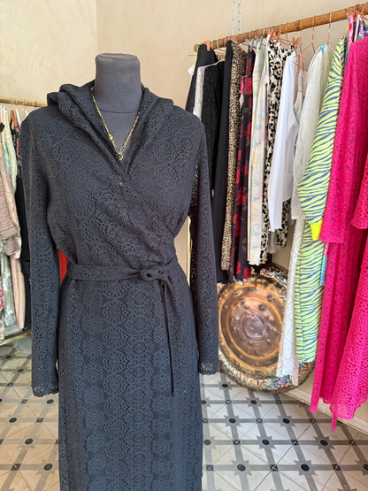 Black Lace jacket/ dress with hood