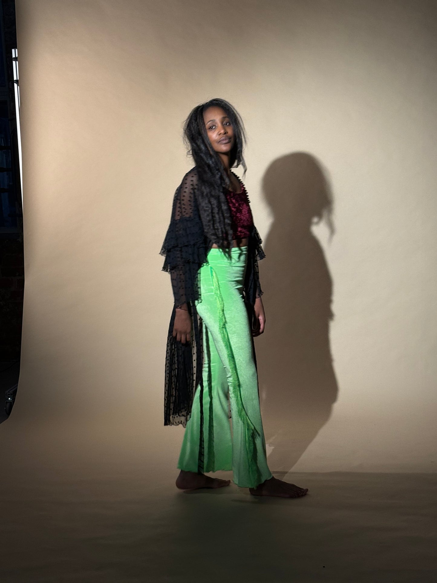 Unique Fringe Flare/ Neon Green