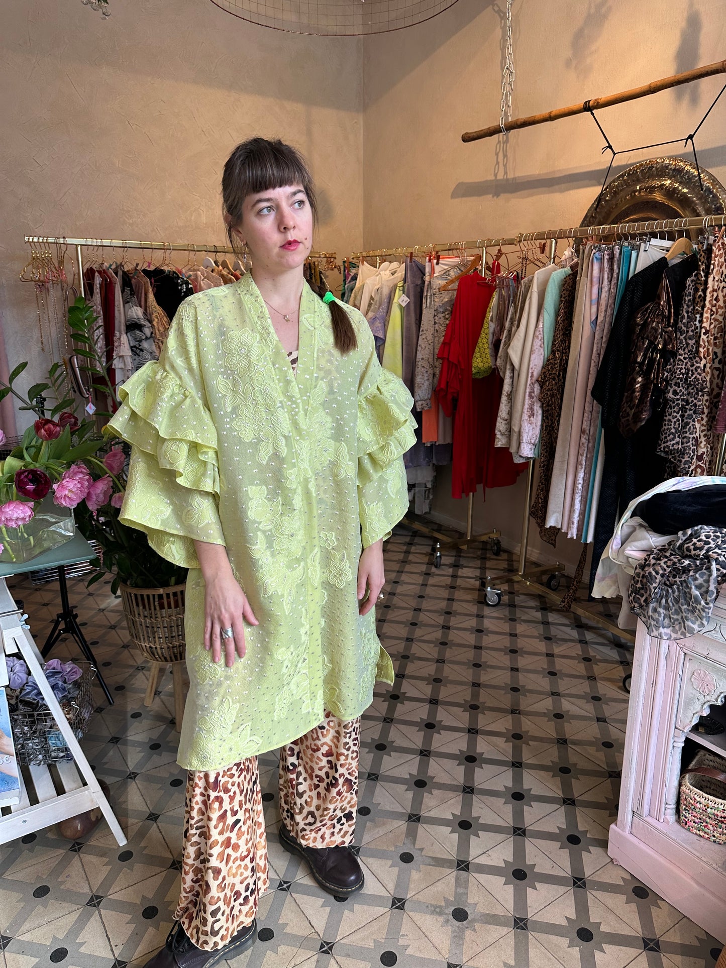 Ruffle/ Green Flower Jaquard/ On sale