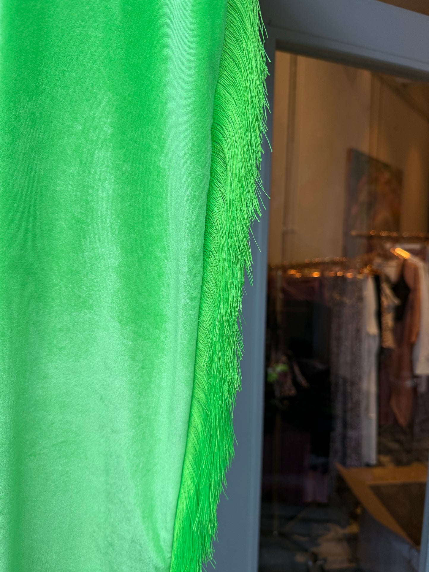 Unique Fringe Flare/ Neon Green