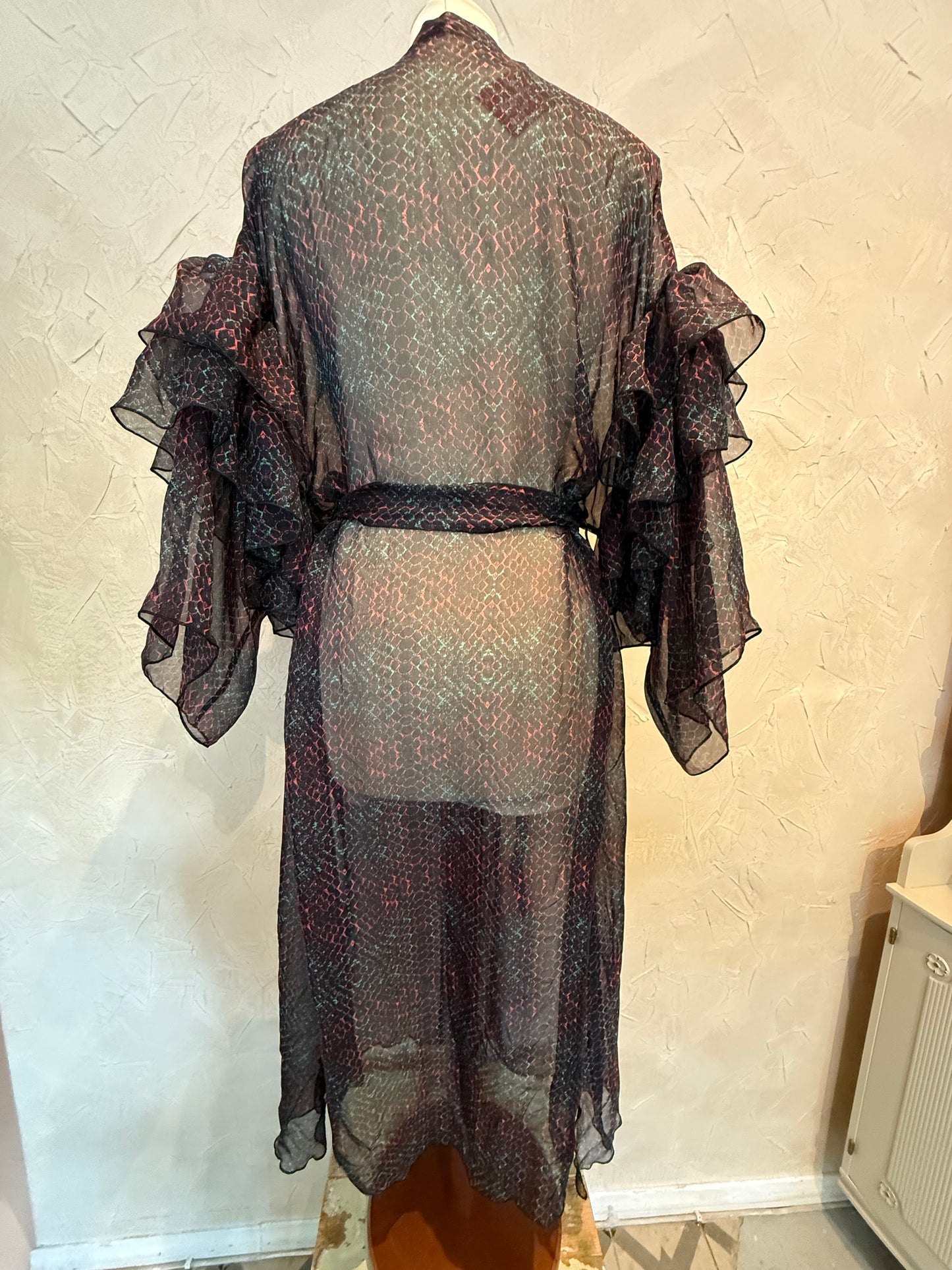 Ruffle Black Silk Chiffon