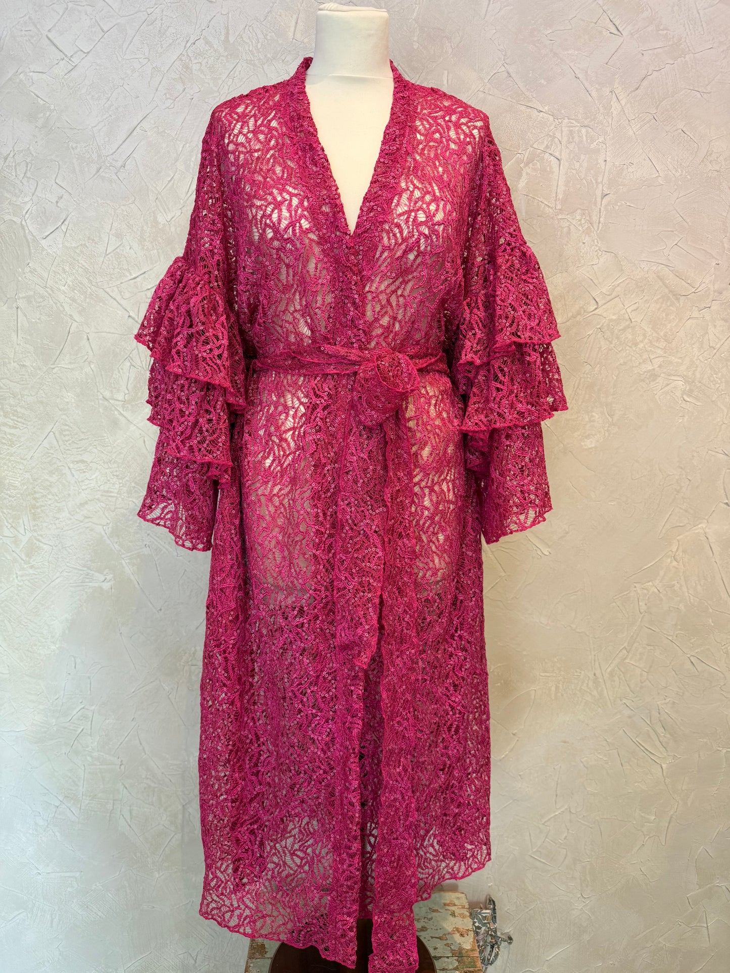 Ruffle Raspberry Lace& Sequin