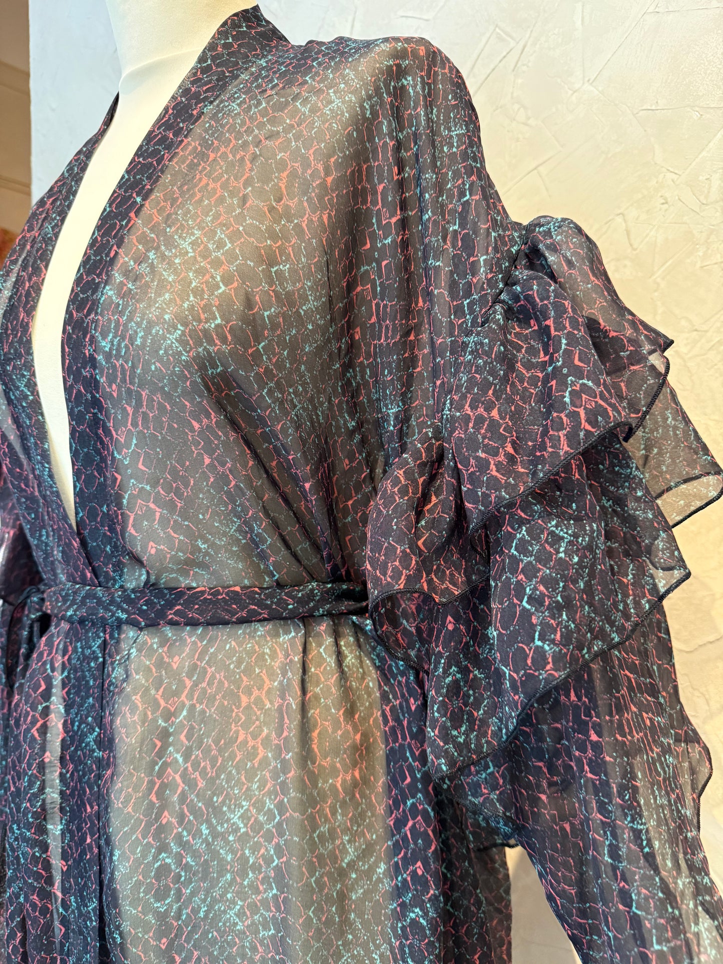 Ruffle Black Silk Chiffon