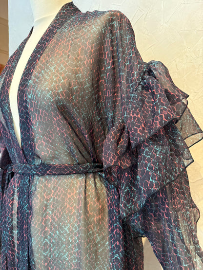 Ruffle Black Silk Chiffon