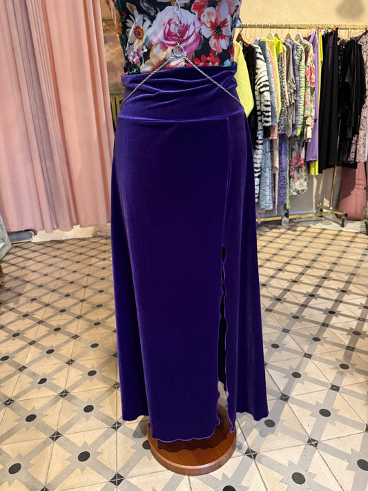 Velvet skirt with a slit/ Custom/ 4-6 week delivery
