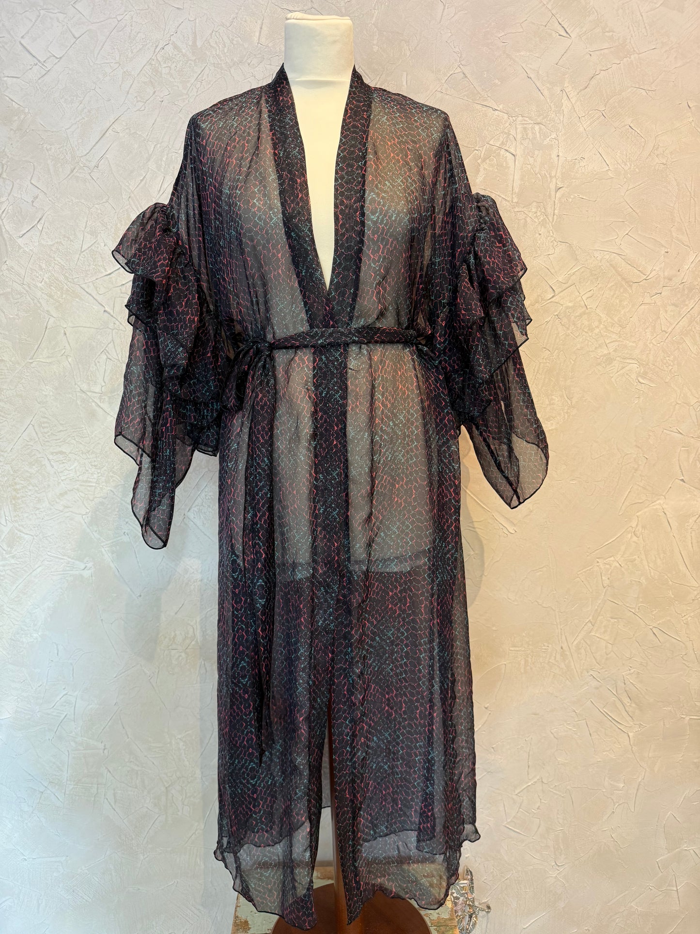 Ruffle Black Silk Chiffon